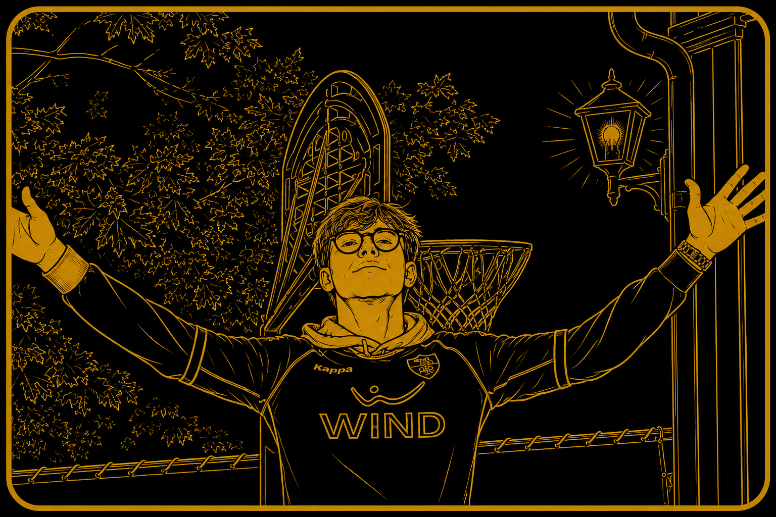Beeroupa stylized portrait of a player celebrating with arms raised